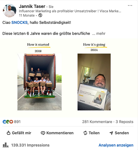 Jannik Taser LinkedIn Post